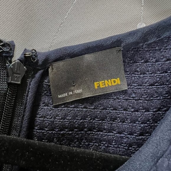 Fendi Navy Blue Silver Crystal Detail Sheath Dress $1750 - Picture 10 of 17
